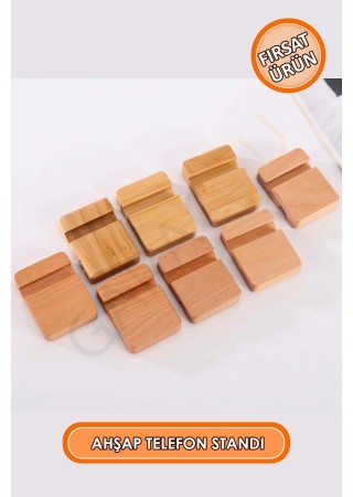 Ahşap Telefon Standı Tutucu Tutacağı Aparatı Tüm Modellere Uyumlu 1 Adet