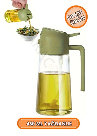 Püskürtmeli ve Dökmeli 2 Özellik 1 Arada Cam Yağdanlık 450 ml 1 Adet, Kapak Rengi Değişebilir