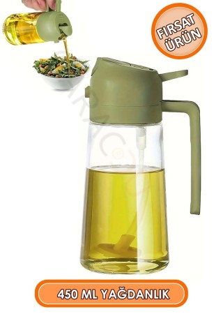Püskürtmeli ve Dökmeli 2 Özellik 1 Arada Cam Yağdanlık 450 ml 1 Adet, Kapak Rengi Değişebilir