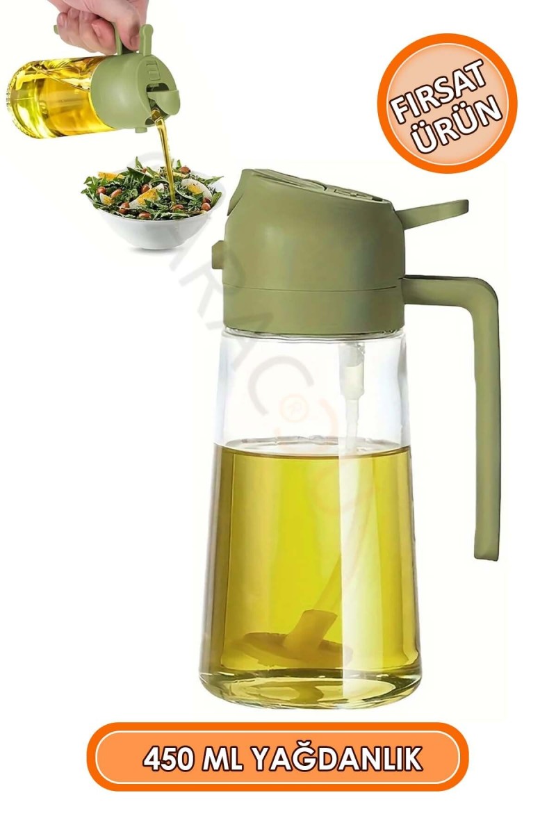 Püskürtmeli ve Dökmeli 2 Özellik 1 Arada Cam Yağdanlık 450 ml 1 Adet, Kapak Rengi Değişebilir Püskürtmeli ve Dökmeli 2 Özellik 1 Arada Cam Yağdanlık 450 ml 1 Adet, Kapak Rengi Değişebilir