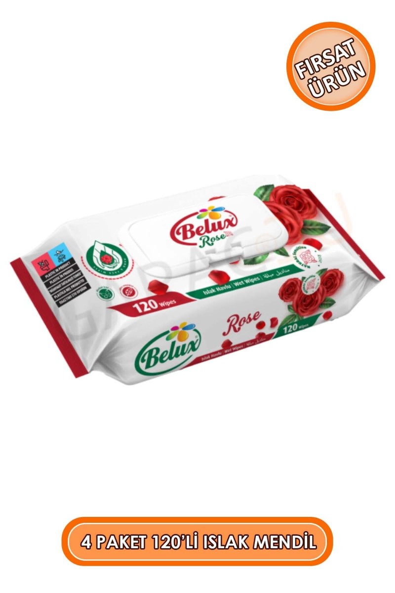 Islak Havlu Mendil 120'li 4 Paket 480 Yaprak - Gül Kokulu, Ahududulu, Zeytin Yağlı ve Limonlu Islak Havlu Mendil 120'li 4 Paket 480 Yaprak - Gül Kokulu, Ahududulu, Zeytin Yağlı ve Limonlu