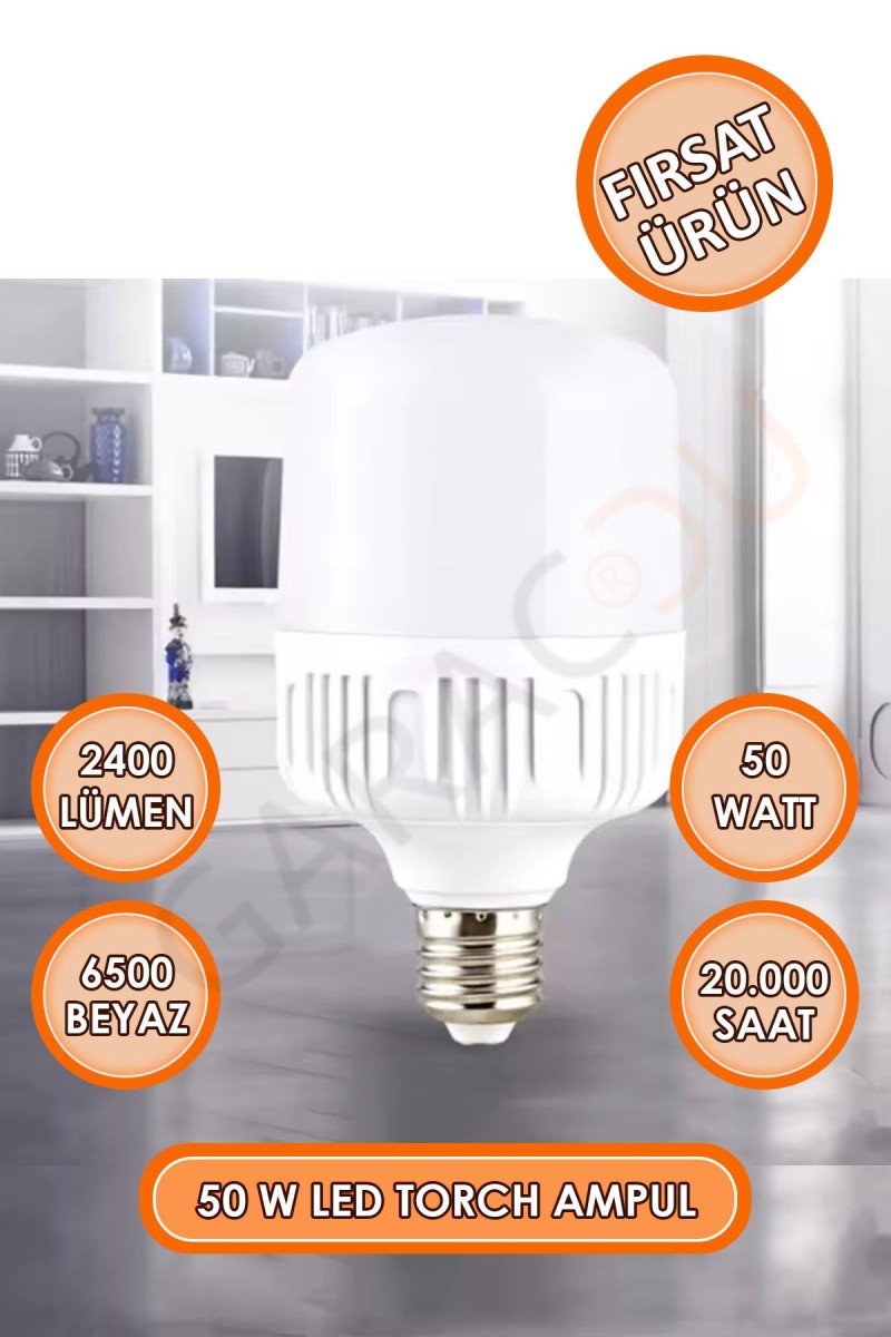 50 Watt Torch Led Büyük Boy Ampul Beyaz Işık Tasarruflu Ampül E27 Normal Duy 1 Adet 50 Watt Torch Led Büyük Boy Ampul Beyaz Işık Tasarruflu Ampül E27 Normal Duy 1 Adet