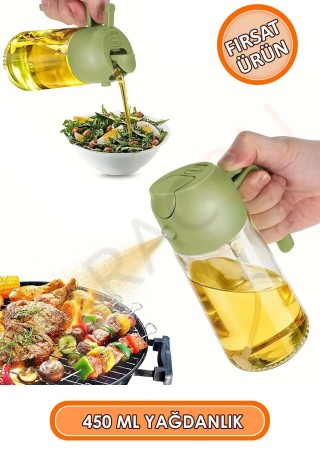 Püskürtmeli ve Dökmeli 2 Özellik 1 Arada Cam Yağdanlık 450 ml 1 Adet, Kapak Rengi Değişebilir