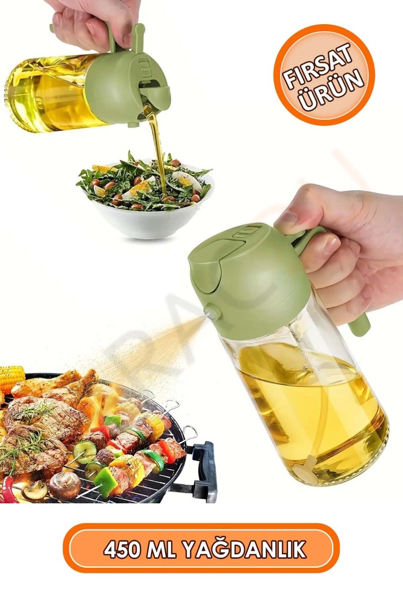 Püskürtmeli ve Dökmeli 2 Özellik 1 Arada Cam Yağdanlık 450 ml 1 Adet, Kapak Rengi Değişebilir Püskürtmeli ve Dökmeli 2 Özellik 1 Arada Cam Yağdanlık 450 ml 1 Adet, Kapak Rengi Değişebilir