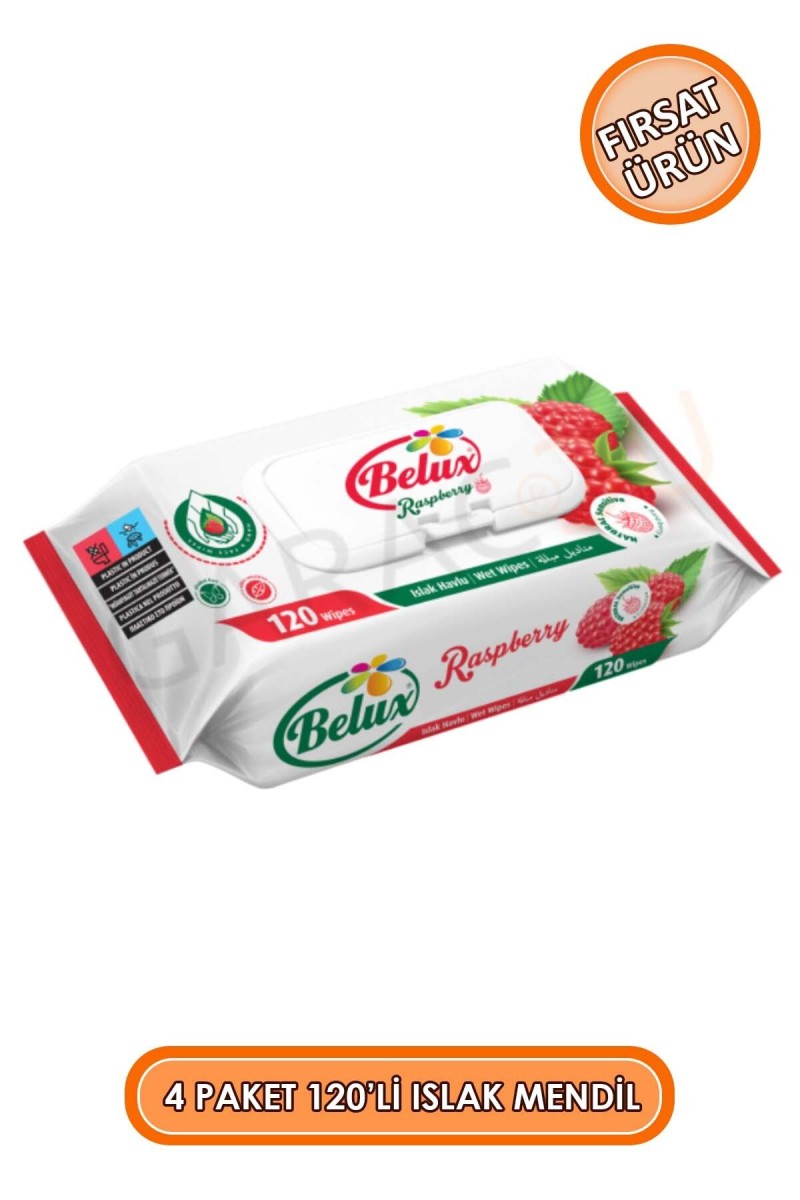 Islak Havlu Mendil 120'li 4 Paket 480 Yaprak - Gül Kokulu, Ahududulu, Zeytin Yağlı ve Limonlu Islak Havlu Mendil 120'li 4 Paket 480 Yaprak - Gül Kokulu, Ahududulu, Zeytin Yağlı ve Limonlu