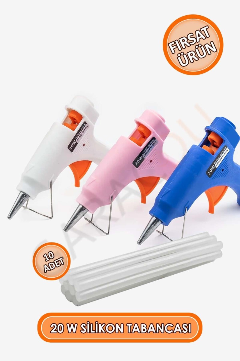 Kaliteli Anahtar Korumalı 20W İnce Sıcak Silikon Tabancası + 10 Adet İnce Mum Silikon Çubuk Kaliteli Anahtar Korumalı 20W İnce Sıcak Silikon Tabancası + 10 Adet İnce Mum Silikon Çubuk