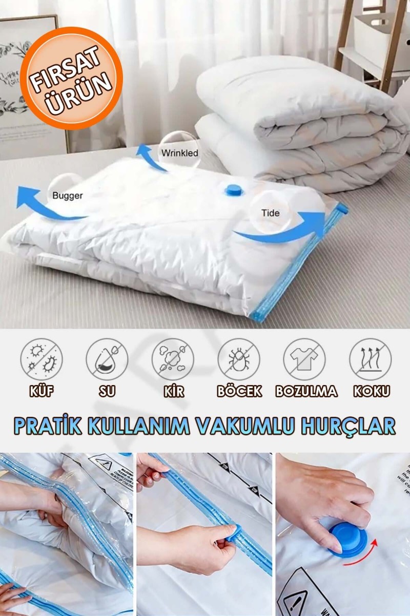 Kalın Vakumlu Hurç Yorgan Hurcu Valiz Düzenleyici Gardırop Düzenleyici Vakumlu Poşet 50x70 cm Kalın Vakumlu Hurç Yorgan Hurcu Valiz Düzenleyici Gardırop Düzenleyici Vakumlu Poşet 50x70 cm