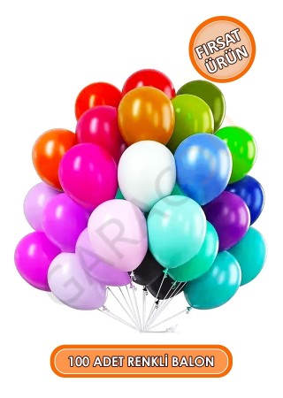Rengarenk Balonlar 100 Adet Karışık Renkli Balon 9-A