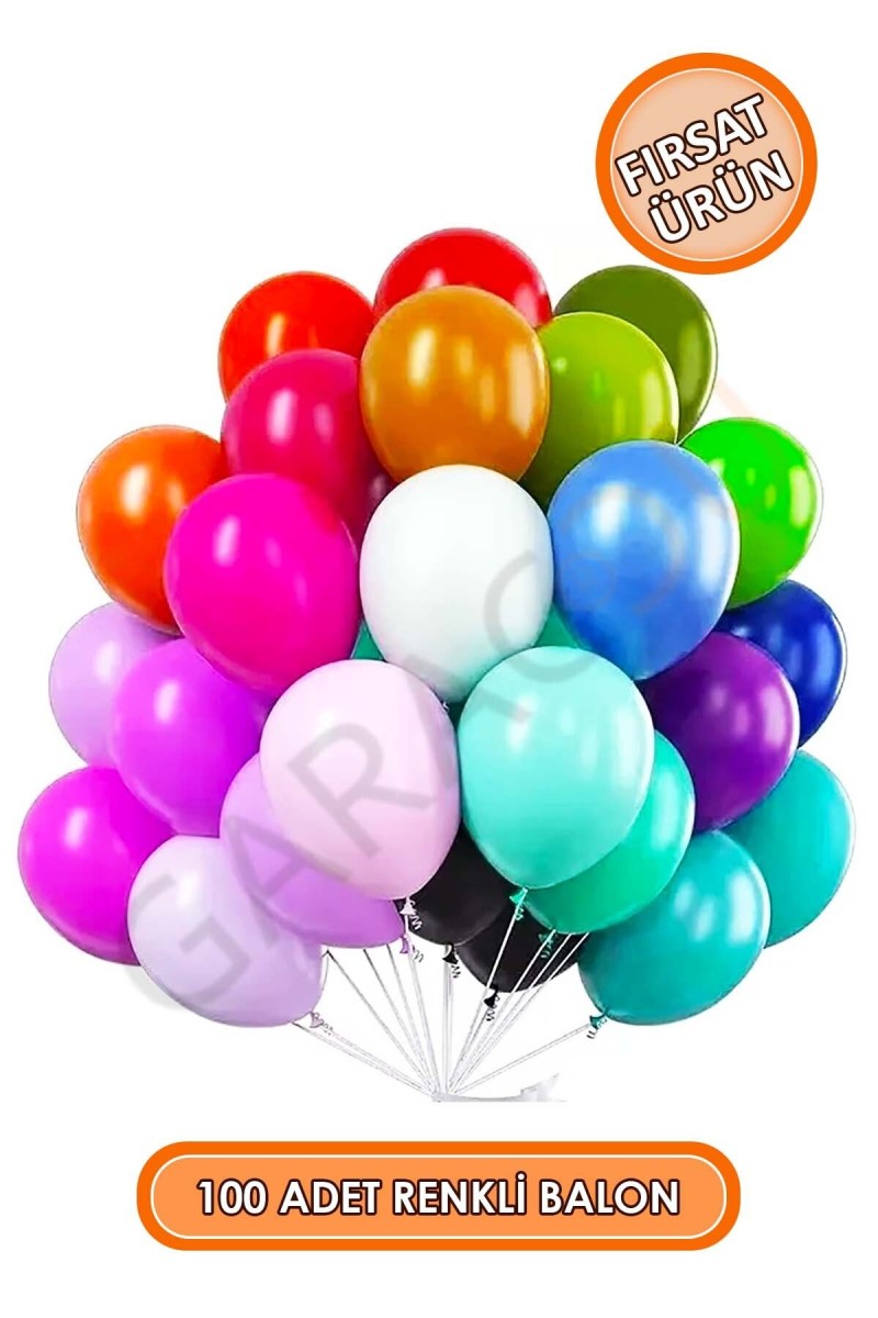 Rengarenk Balonlar 100 Adet Karışık Renkli Balon 9-A Rengarenk Balonlar 100 Adet Karışık Renkli Balon 9-A
