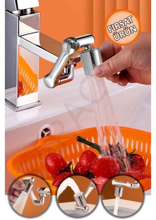 Paslanmaz 1080 Derece Dönebilen Robotik Musluk Başlığı, Musluk Başlığı Uzatma Aparatı Ucu