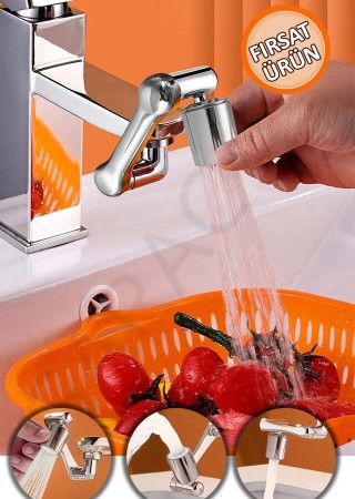 Paslanmaz 1080 Derece Dönebilen Robotik Musluk Başlığı, Musluk Başlığı Uzatma Aparatı Ucu