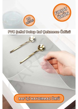Kaliteli Pvc Şeffaf Kaydırmaz Dolap Çekmece Buzdolabı İçi Kaymaz Kaydırmaz Raf Örtüsü 10 Metre
