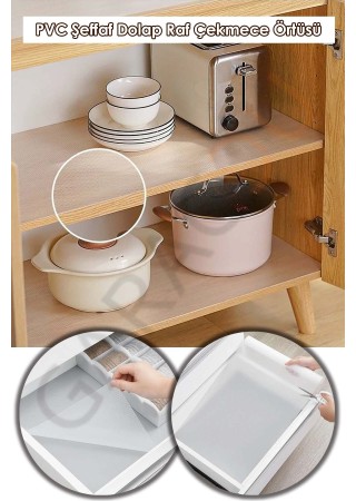 Kaliteli Pvc Şeffaf Kaydırmaz Dolap Çekmece Buzdolabı İçi Kaymaz Kaydırmaz Raf Örtüsü 10 Metre