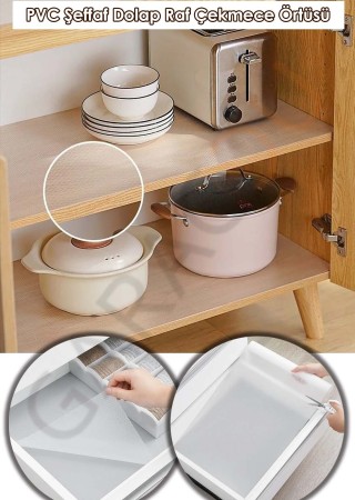 Kaliteli Pvc Şeffaf Kaydırmaz Dolap Çekmece Buzdolabı İçi Kaymaz Kaydırmaz Raf Örtüsü 10 Metre