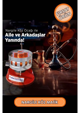 Elektrikli Nargile Köz Matik ve Kamp Kahve Ocağı Makinesi Kırmızı