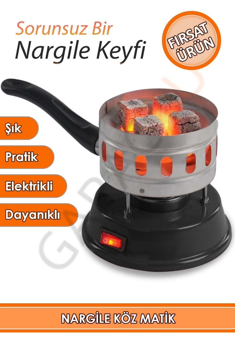 Elektrikli Nargile Köz Matik ve Kamp Kahve Ocağı Makinesi Siyah Elektrikli Nargile Köz Matik ve Kamp Kahve Ocağı Makinesi Siyah