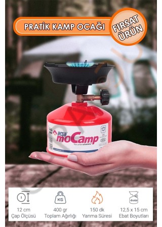 Portatif Mocamp Kamp Ocağı, Piknik Ocağı, Minik Tüp Kırmızı - 1 Adet Çakmak Gazı