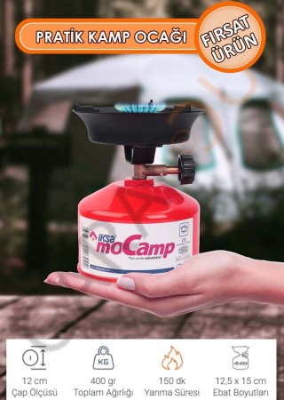 Portatif Mocamp Kamp Ocağı, Piknik Ocağı, Minik Tüp Kırmızı - 1 Adet Çakmak Gazı