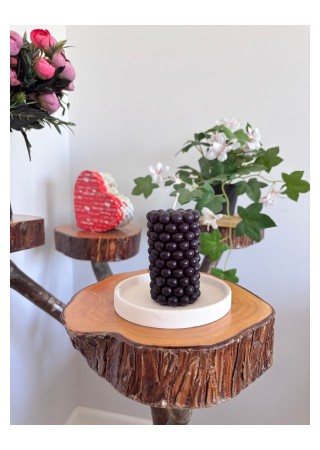 Bubble Silindir Kütük Mum 9 cm Kokusuz Siyah 1 Adet