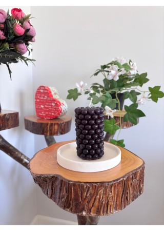 Bubble Silindir Kütük Mum 9 cm Kokusuz Siyah 1 Adet