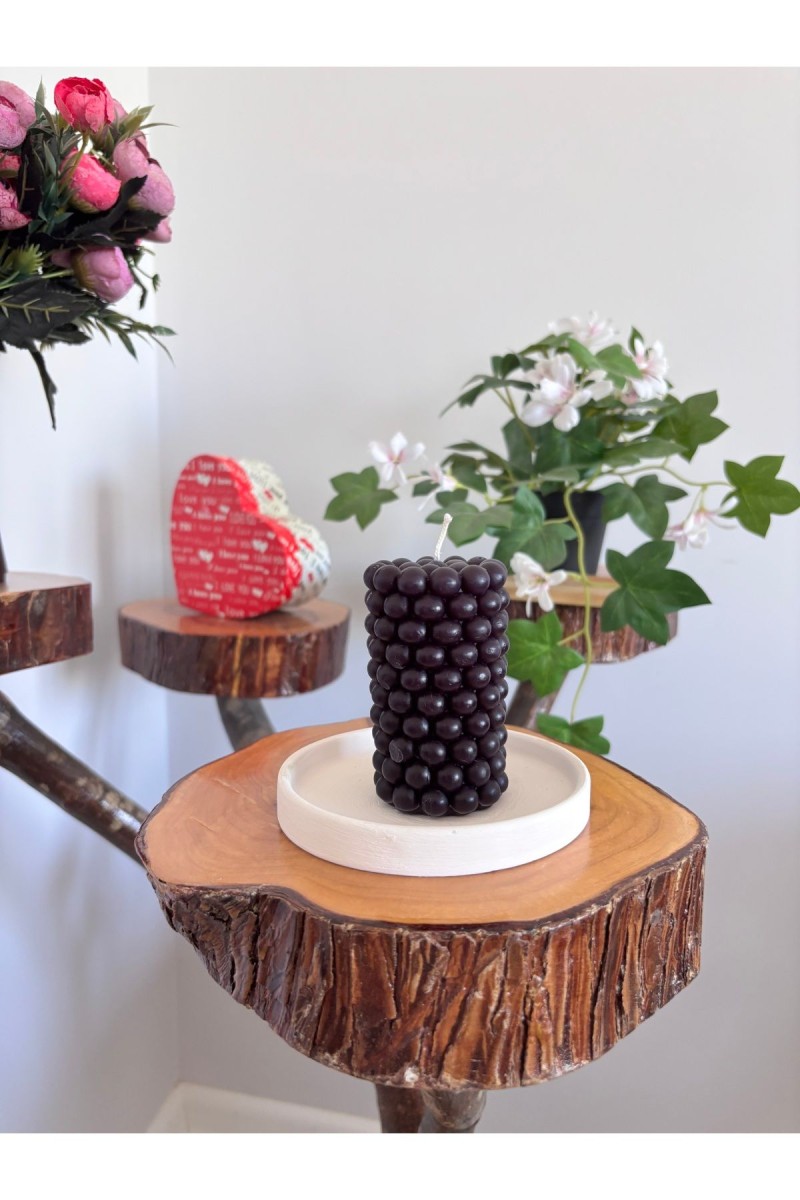 Bubble Silindir Kütük Mum 9 cm Kokusuz Siyah 1 Adet Bubble Silindir Kütük Mum 9 cm Kokusuz Siyah 1 Adet
