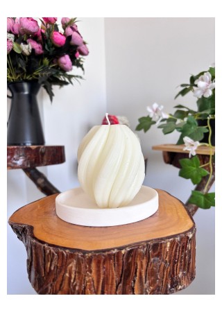Spiral Kütük Mum 9 cm Kokusuz Beyaz 1 Adet