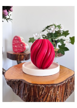 Spiral Kütük Mum 9 cm Kokusuz Kırmızı 1 Adet