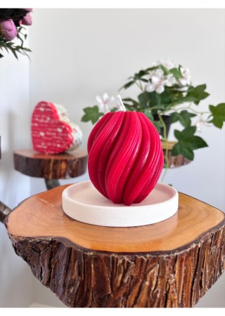 Spiral Kütük Mum 9 cm Kokusuz Kırmızı 1 Adet