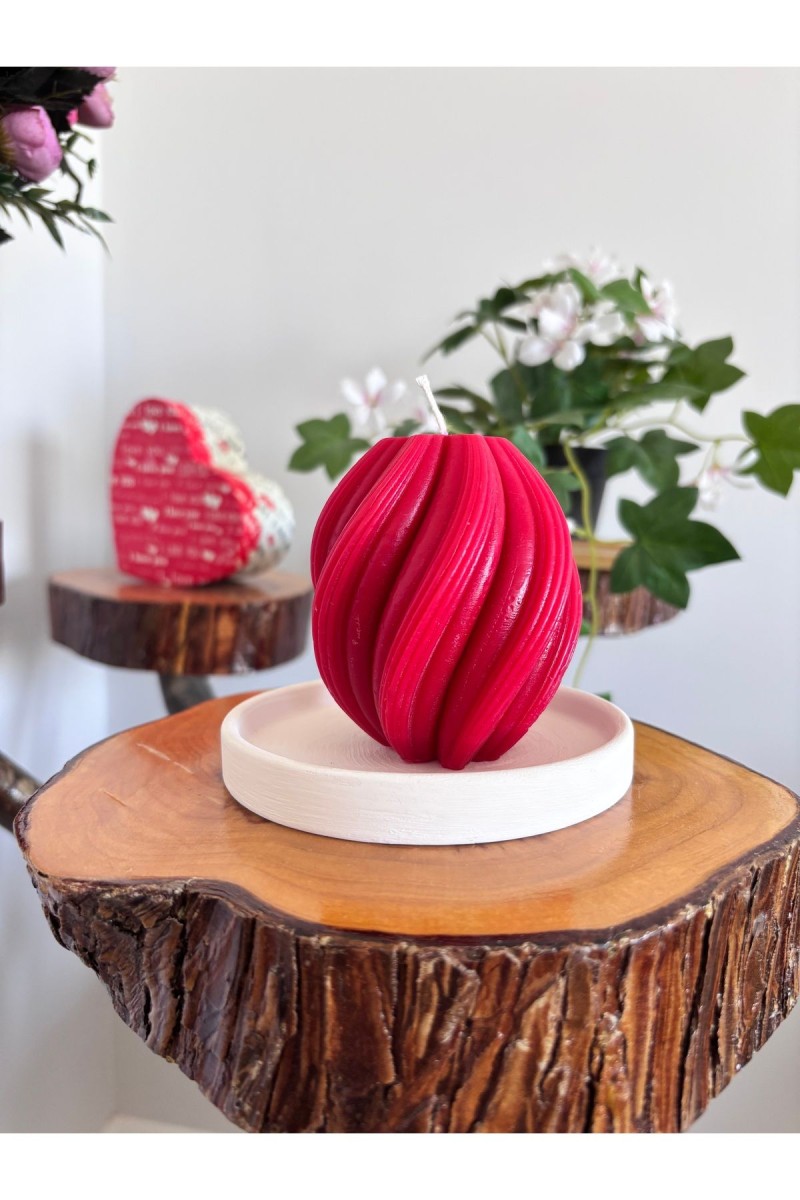 Spiral Kütük Mum 9 cm Kokusuz Kırmızı 1 Adet Spiral Kütük Mum 9 cm Kokusuz Kırmızı 1 Adet