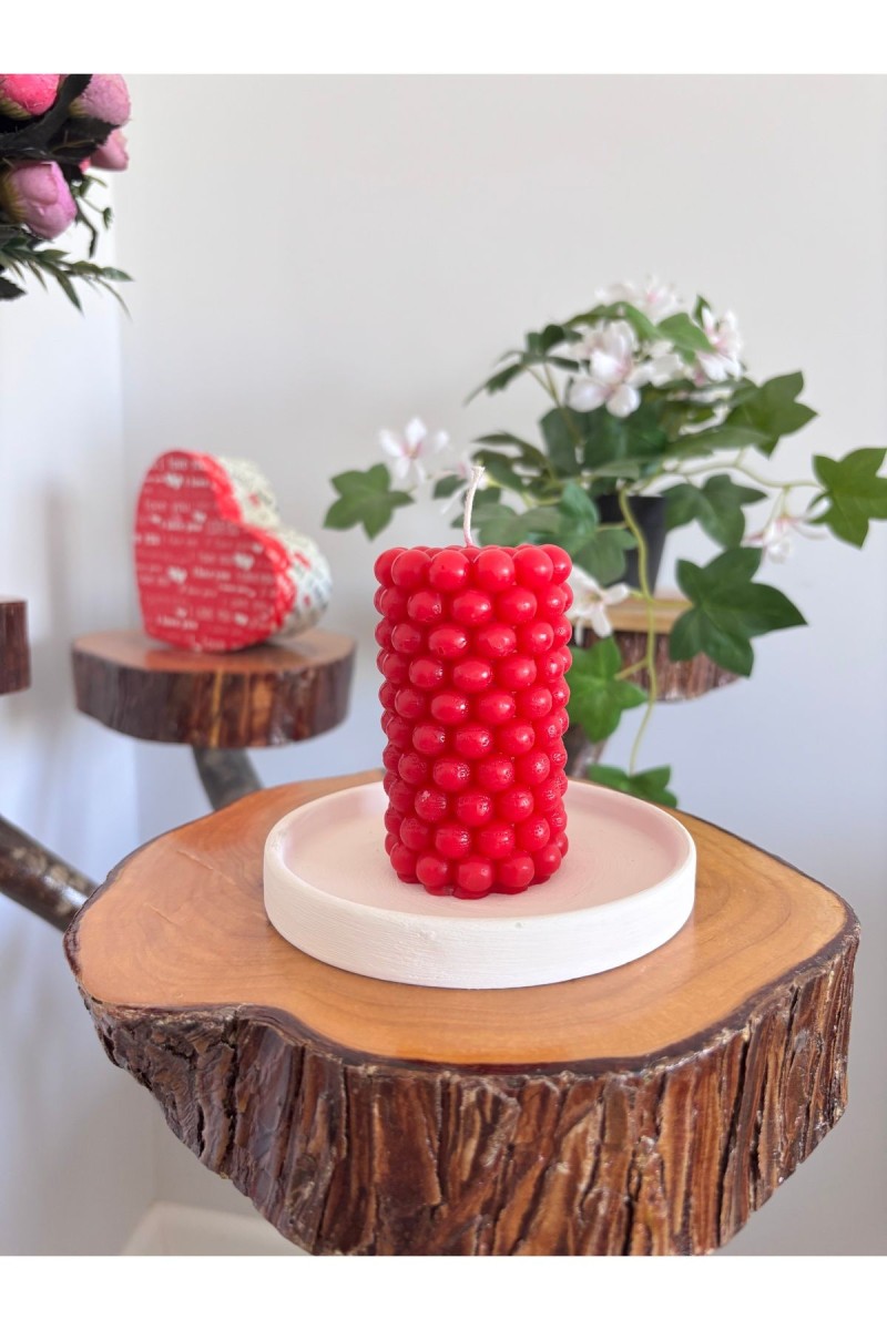 Bubble Silindir Kütük Mum 9 cm Kokusuz Kırmızı 1 Adet Bubble Silindir Kütük Mum 9 cm Kokusuz Kırmızı 1 Adet