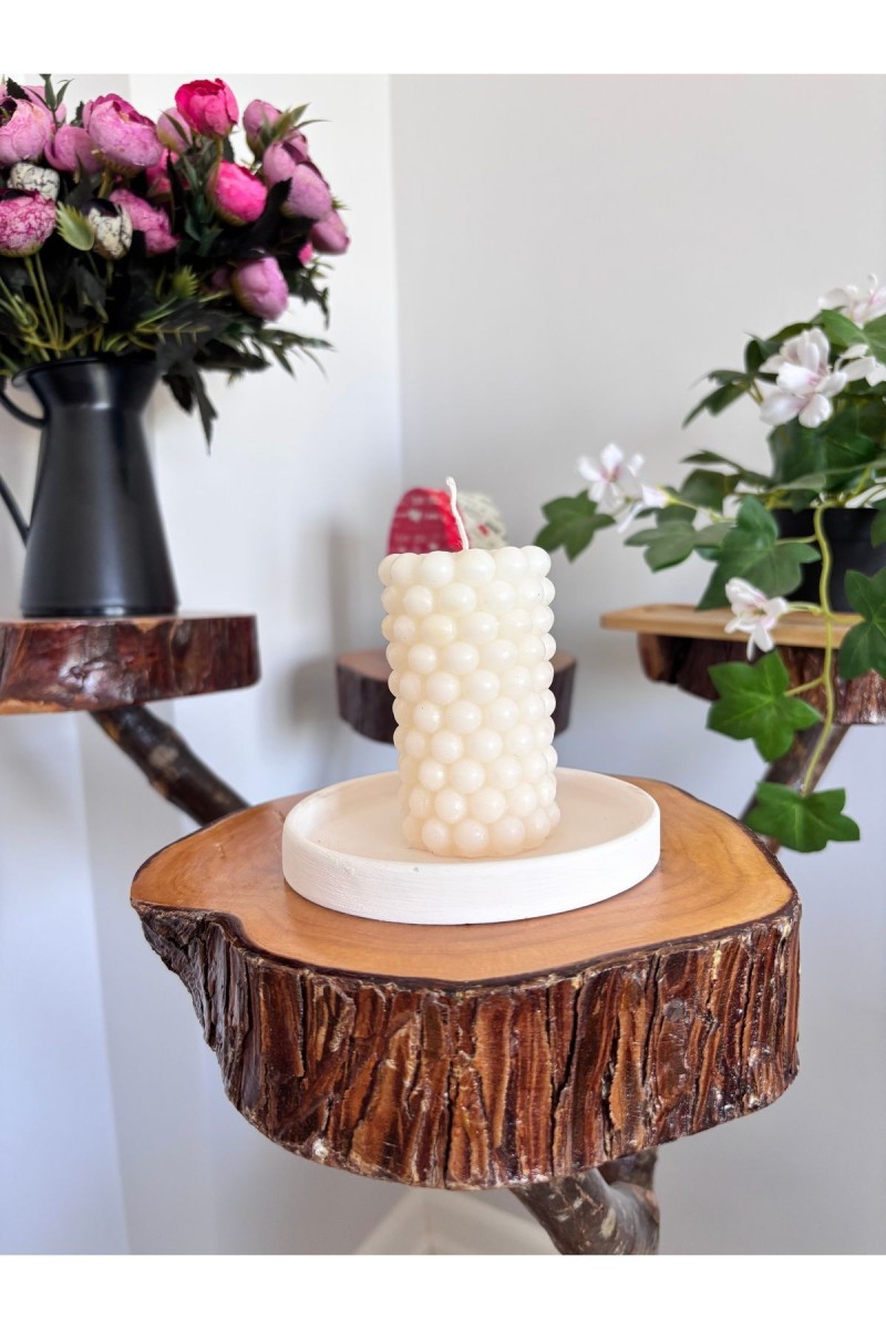 Bubble Silindir Kütük Mum 9 cm Kokusuz Beyaz 1 Adet Bubble Silindir Kütük Mum 9 cm Kokusuz Beyaz 1 Adet
