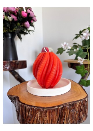 Spiral Kütük Mum 9 cm Kokusuz Turuncu 1 Adet