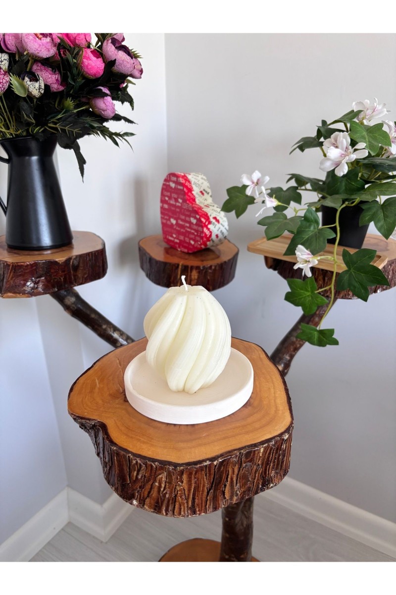 Spiral Kütük Mum 9 cm Kokusuz Beyaz 1 Adet Spiral Kütük Mum 9 cm Kokusuz Beyaz 1 Adet