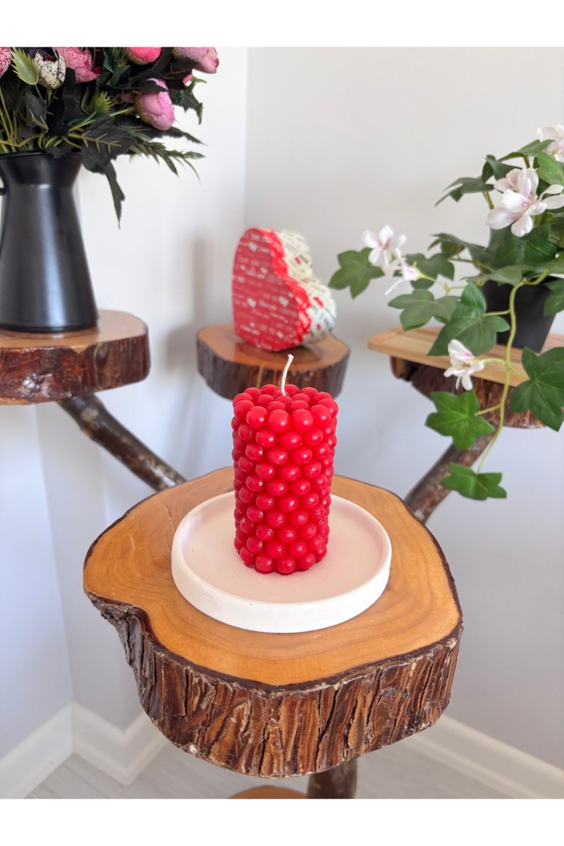 Bubble Silindir Kütük Mum 9 cm Kokusuz Kırmızı 1 Adet Bubble Silindir Kütük Mum 9 cm Kokusuz Kırmızı 1 Adet