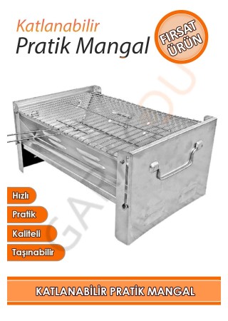 1. Kalite Portatif Seyyar Pratik Katlanır Mangal Galvaniz Mangal 20x41x27 Cm