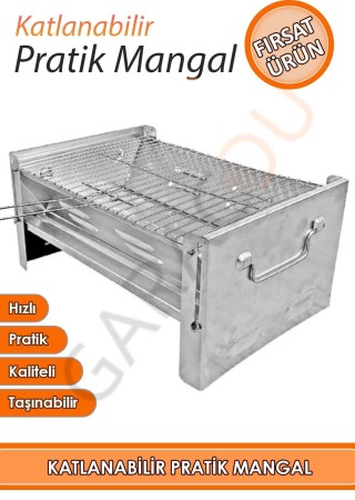 1. Kalite Portatif Seyyar Pratik Katlanır Mangal Galvaniz Mangal 20x41x27 Cm