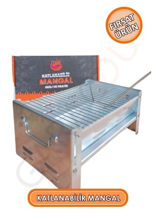 1. Kalite Portatif Seyyar Pratik Katlanır Mangal Galvaniz Mangal 20x41x27 Cm