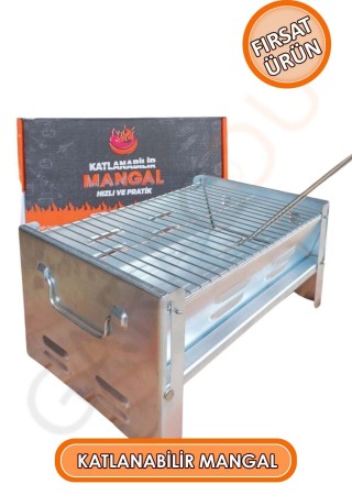 1. Kalite Portatif Seyyar Pratik Katlanır Mangal Galvaniz Mangal 20x41x27 Cm