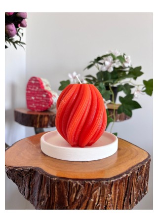 Spiral Kütük Mum 9 cm Kokusuz Turuncu 1 Adet
