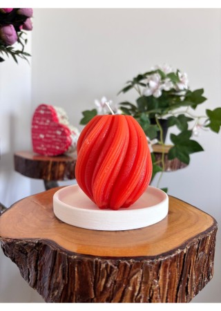 Spiral Kütük Mum 9 cm Kokusuz Turuncu 1 Adet