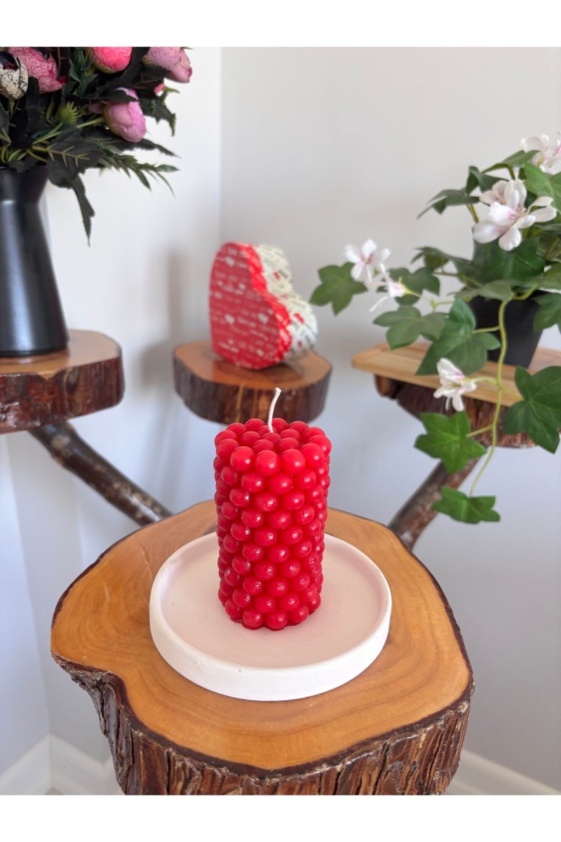 Bubble Silindir Kütük Mum 9 cm Kokusuz Kırmızı 1 Adet Bubble Silindir Kütük Mum 9 cm Kokusuz Kırmızı 1 Adet