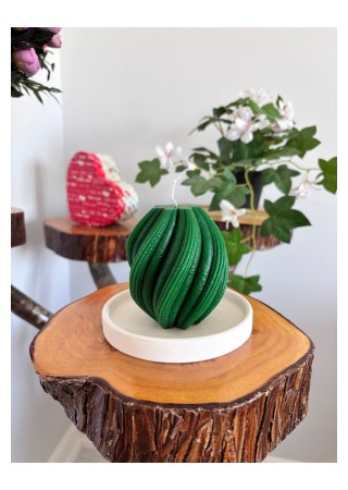 Spiral Kütük Mum 9 cm Kokusuz Yeşil 1 Adet