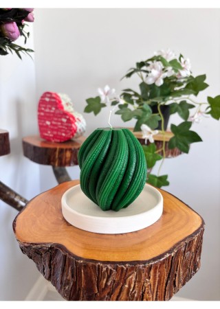 Spiral Kütük Mum 9 cm Kokusuz Yeşil 1 Adet