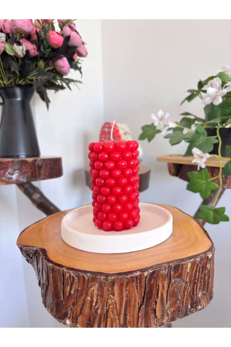 Bubble Silindir Kütük Mum 9 cm Kokusuz Kırmızı 1 Adet Bubble Silindir Kütük Mum 9 cm Kokusuz Kırmızı 1 Adet