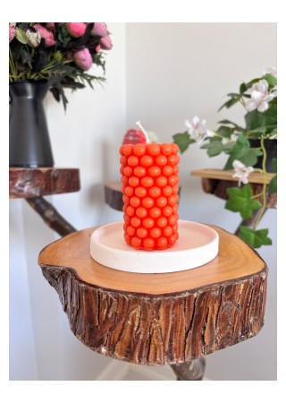 Bubble Silindir Kütük Mum 9 cm Kokusuz Turuncu 1 Adet