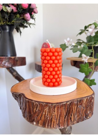 Bubble Silindir Kütük Mum 9 cm Kokusuz Turuncu 1 Adet