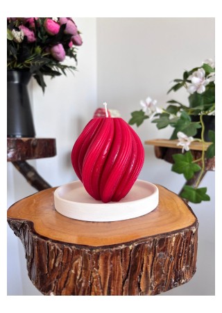 Spiral Kütük Mum 9 cm Kokusuz Kırmızı 1 Adet