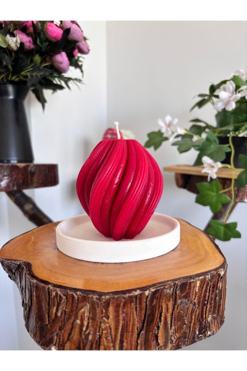 Spiral Kütük Mum 9 cm Kokusuz Kırmızı 1 Adet Spiral Kütük Mum 9 cm Kokusuz Kırmızı 1 Adet