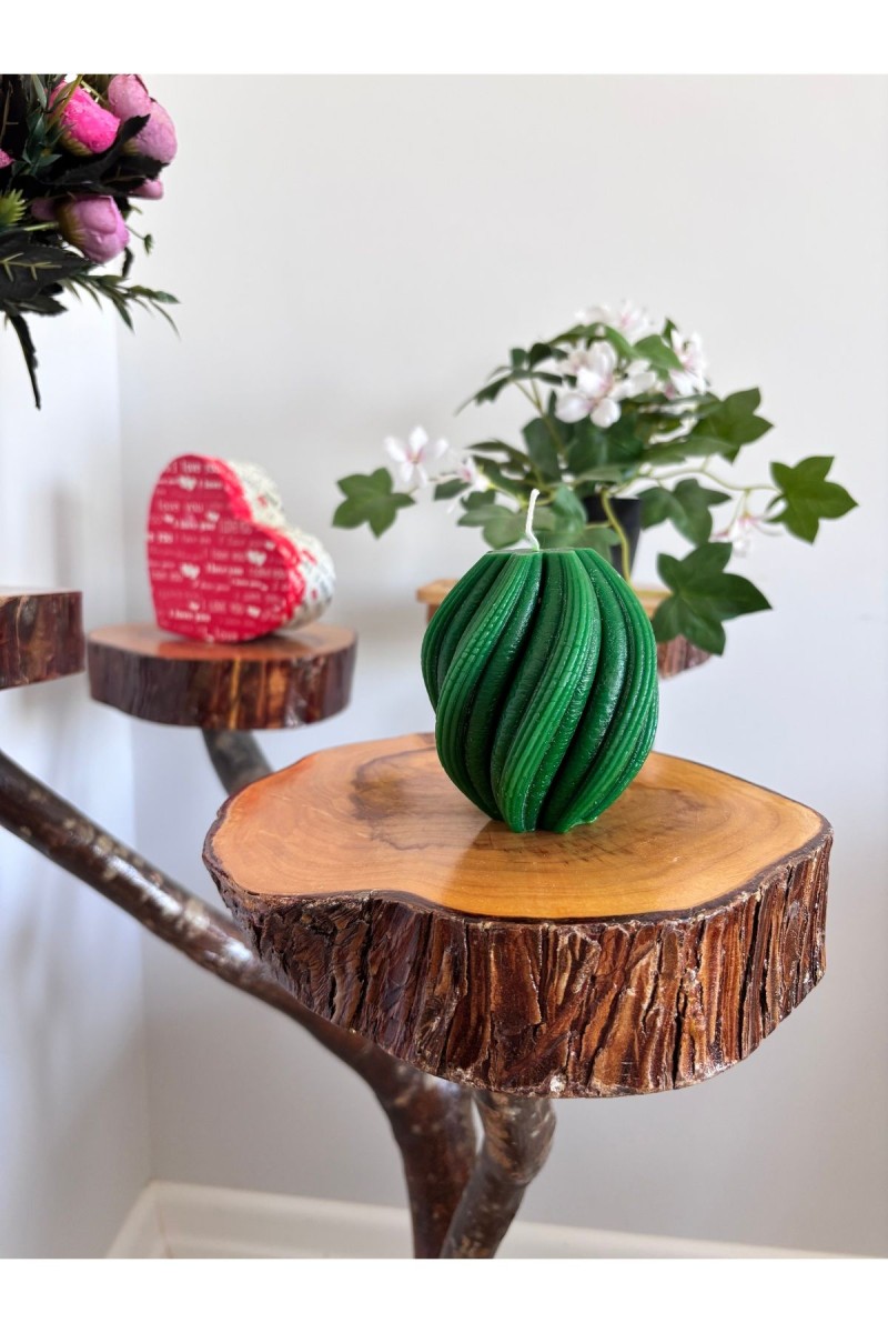 Spiral Kütük Mum 9 cm Kokusuz Yeşil 1 Adet Spiral Kütük Mum 9 cm Kokusuz Yeşil 1 Adet