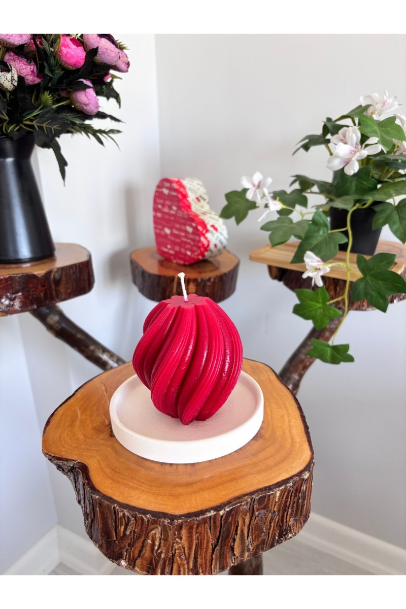 Spiral Kütük Mum 9 cm Kokusuz Kırmızı 1 Adet Spiral Kütük Mum 9 cm Kokusuz Kırmızı 1 Adet